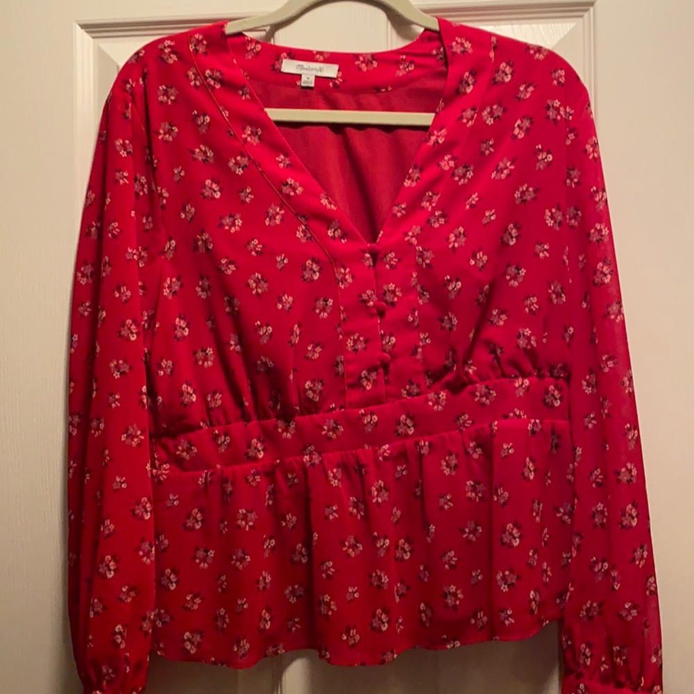 Madewell Red Floral Blouse
